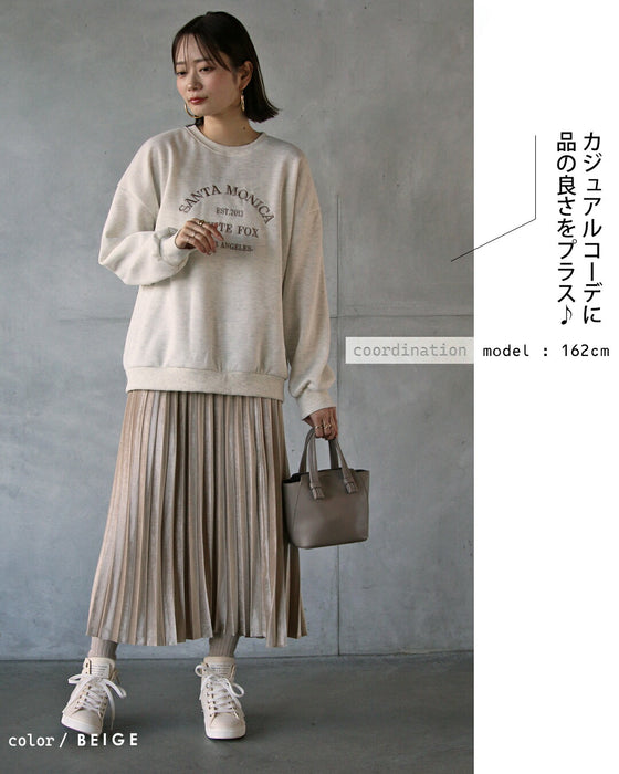 しっとり軽い 微光沢ベロアプリーツスカート