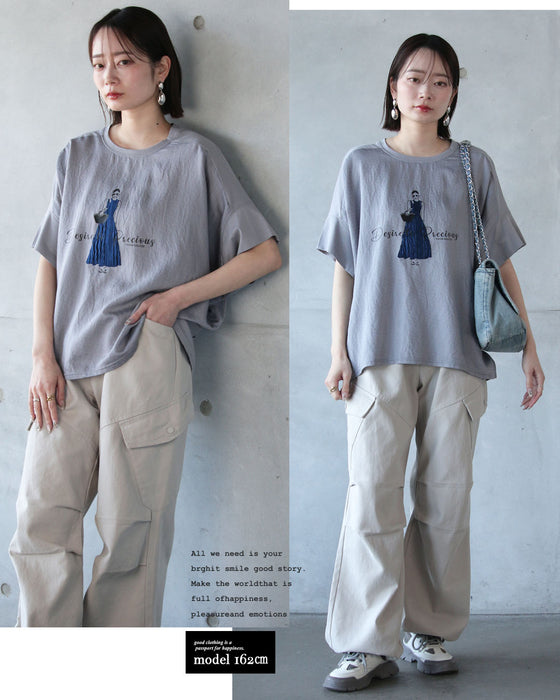 オシャレLADY 異素材ドルマントップス