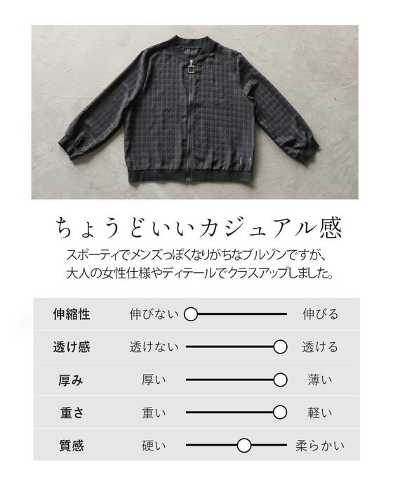風を吹き込む 格子ドット柄シアーブルゾン