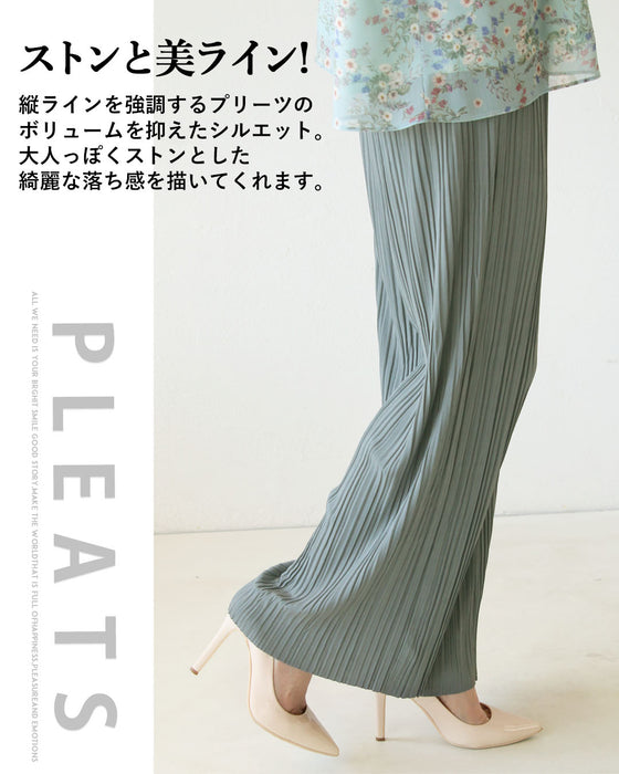 理想の落ち感 スッキリ細見えプリーツパンツ