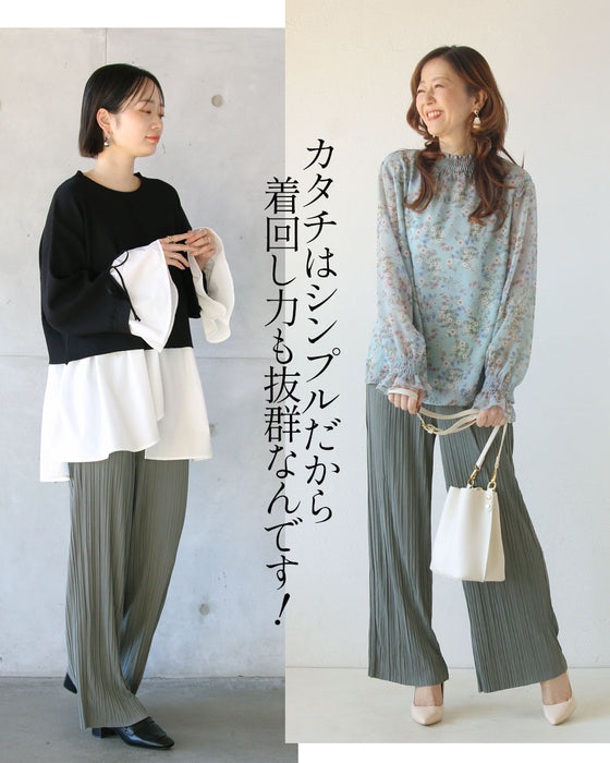理想の落ち感 スッキリ細見えプリーツパンツ