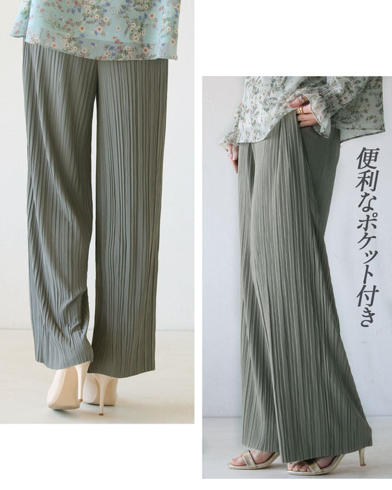 理想の落ち感 スッキリ細見えプリーツパンツ