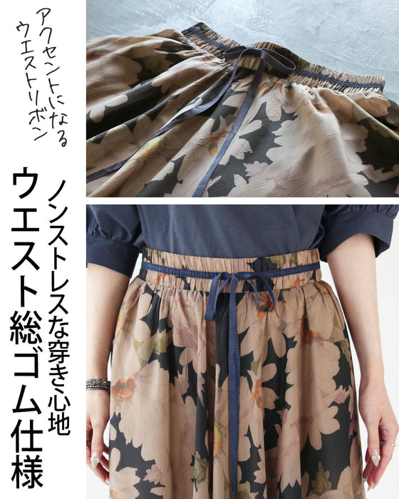 ヴィンテージな花柄を軽やかに纏う 大人のシアーフレアスカート