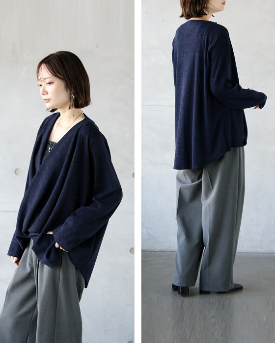 ゆるっと抜け感をツクル 立体感カシュクールニット
