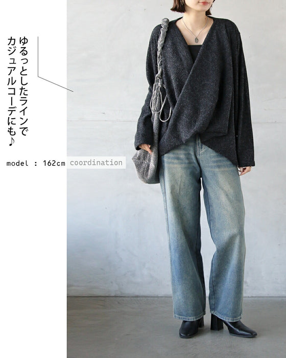 ゆるっと抜け感をツクル 立体感カシュクールニット