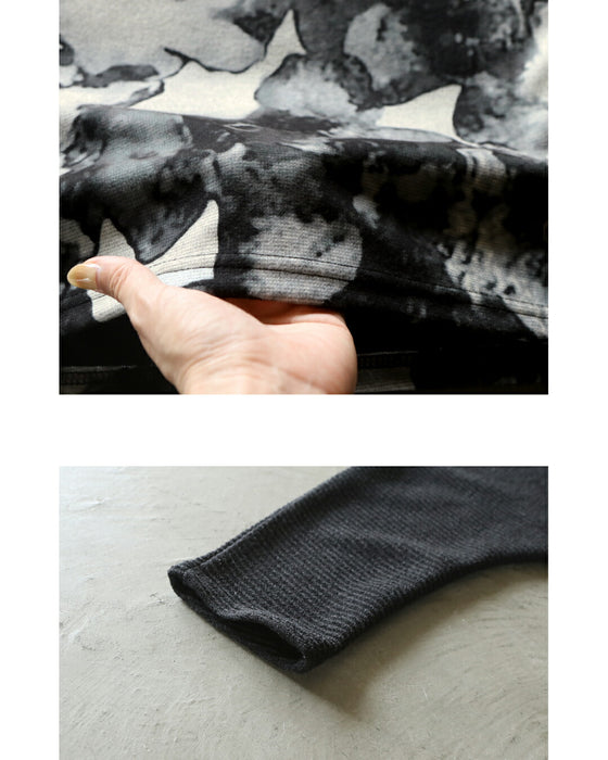 惹きつける、都会的モード 異素材アートフラワートップス