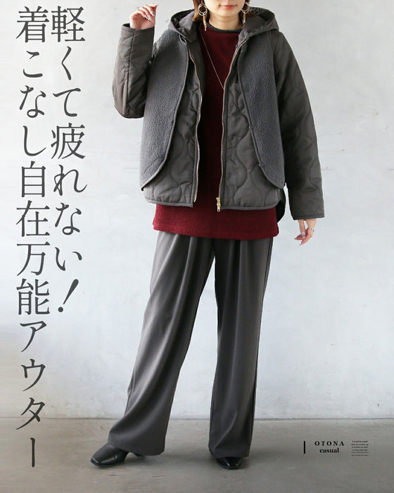 気温も気分も、自在に。ベスト付き軽量キルティングアウター【set】