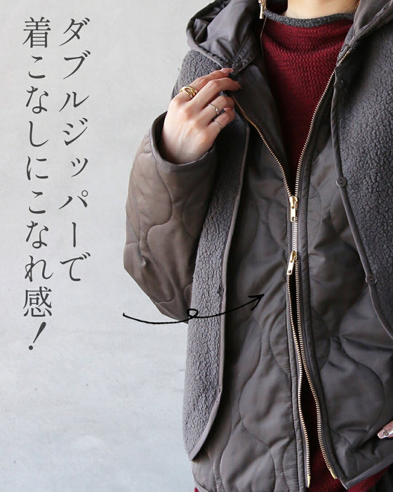 気温も気分も、自在に。ベスト付き軽量キルティングアウター【set】