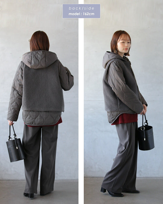 気温も気分も、自在に。ベスト付き軽量キルティングアウター【set】