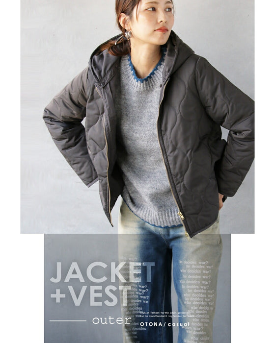 気温も気分も、自在に。ベスト付き軽量キルティングアウター【set】