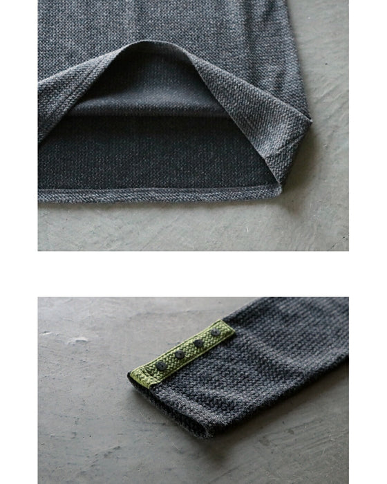 バイカラーで大人の抜け感 杢調ニットライクトップス