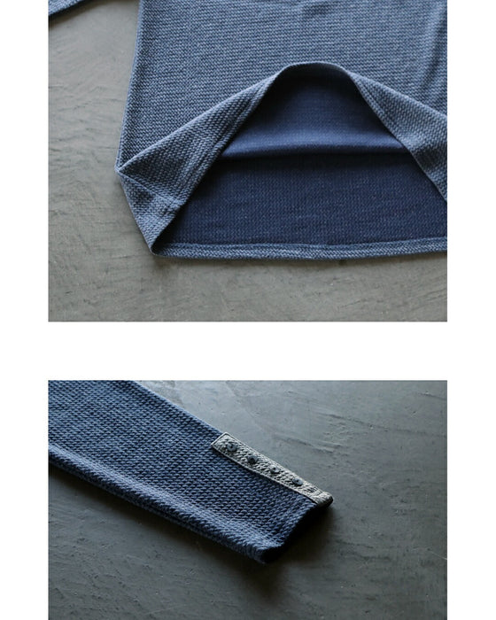 バイカラーで大人の抜け感 杢調ニットライクトップス