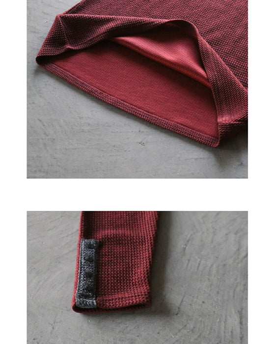 バイカラーで大人の抜け感 杢調ニットライクトップス