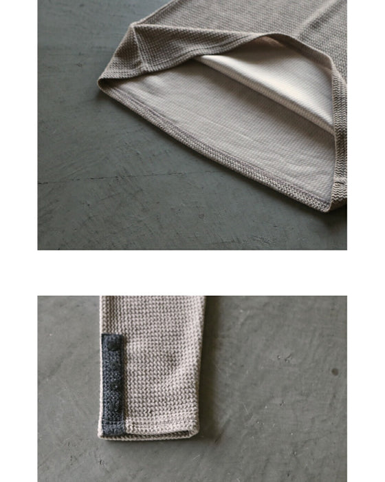 バイカラーで大人の抜け感 杢調ニットライクトップス