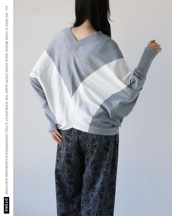 ゆったり細見え Vネックドルマンニット