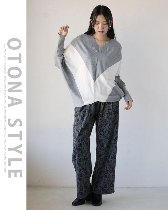 ゆったり細見え Vネックドルマンニット