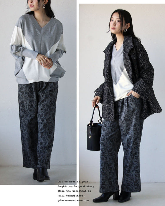 ゆったり細見え Vネックドルマンニット