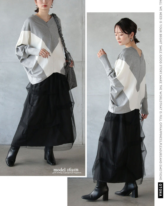 ゆったり細見え Vネックドルマンニット