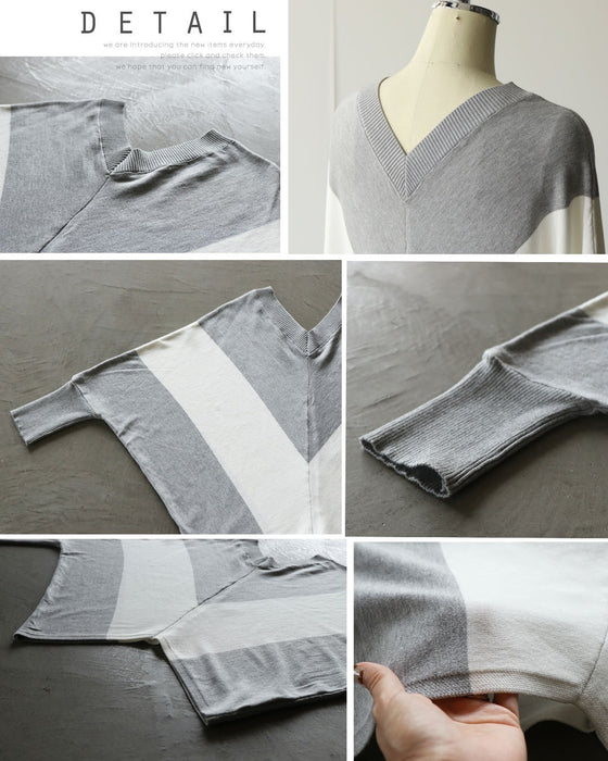 ゆったり細見え Vネックドルマンニット