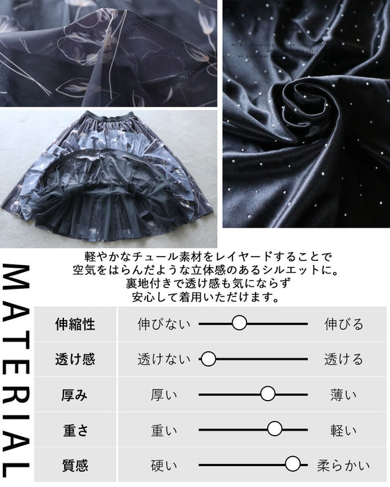 1枚で2つの表情を楽しめる。 リバーシブルチュールスカート