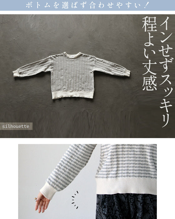 極上タッチ やさしいベロアボーダートップス
