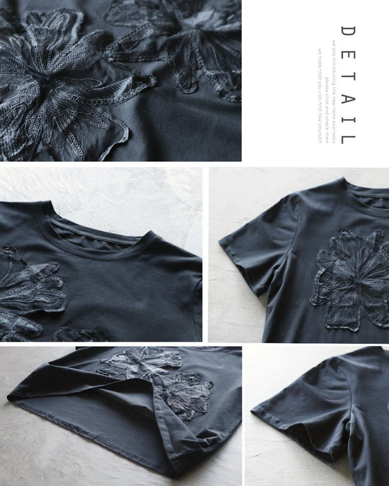 ラフに着れて、華やかに魅せる。花刺繍Tシャツ。