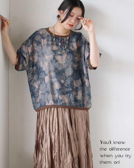 甘さも、抜け感も手に入る。水彩×刺繍の華やぎトップス