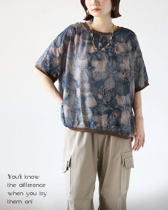 甘さも、抜け感も手に入る。水彩×刺繍の華やぎトップス