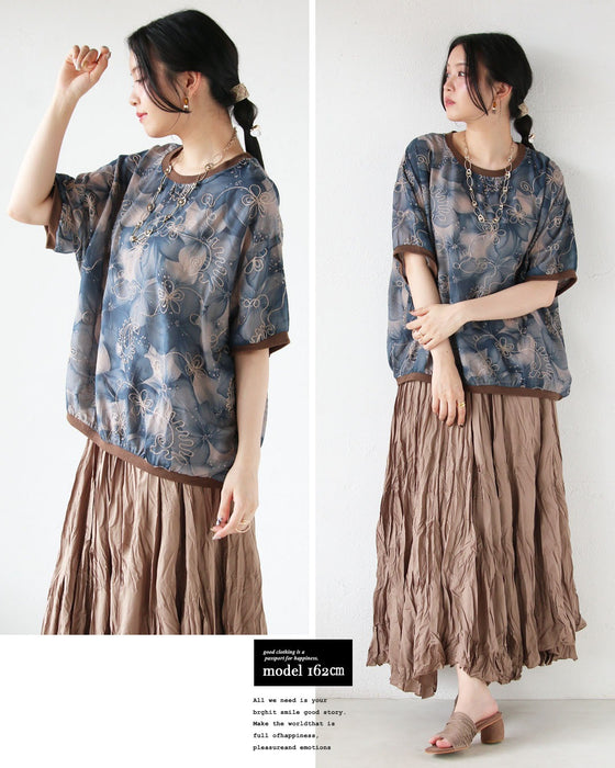 甘さも、抜け感も手に入る。水彩×刺繍の華やぎトップス