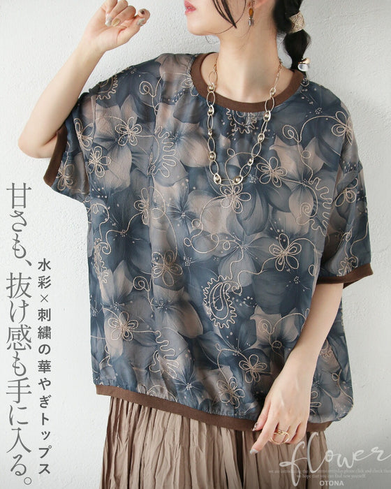 甘さも、抜け感も手に入る。水彩×刺繍の華やぎトップス