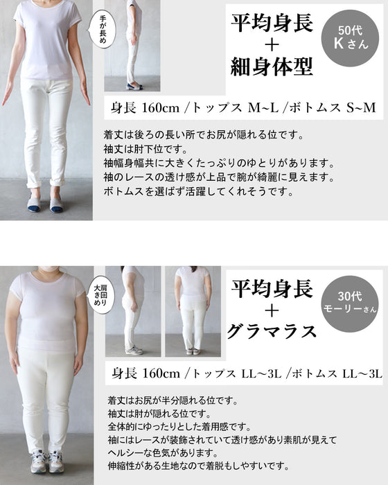 ヘルシーな抜け感を。袖レースデザイントップス