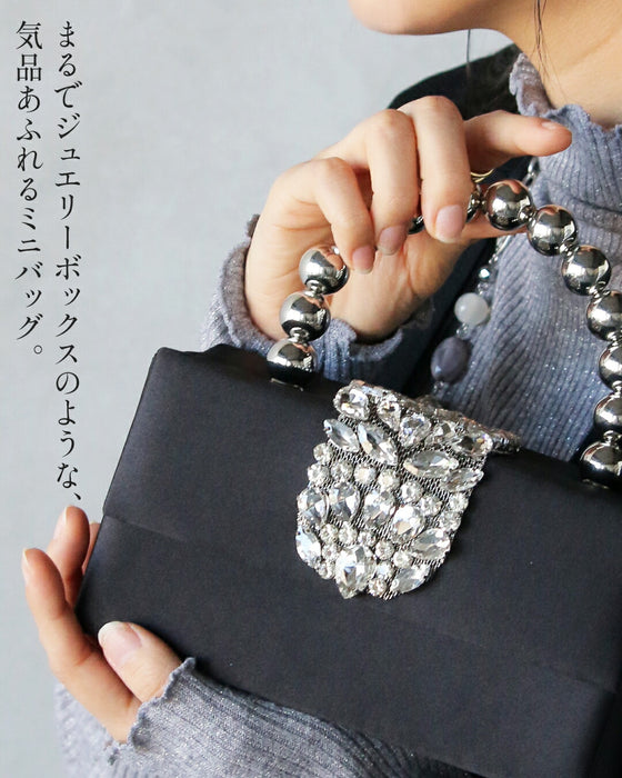 手元が美しく ふわっと体温上がるビジューの輝きミニバッグ