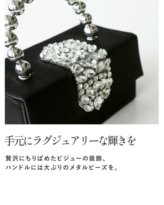 手元が美しく ふわっと体温上がるビジューの輝きミニバッグ