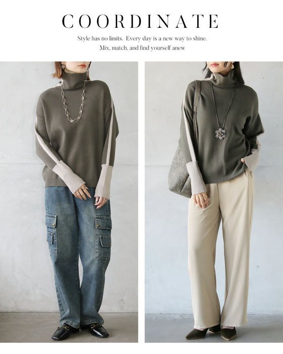 ラインで魅せる。スッキリ見え配色ニット