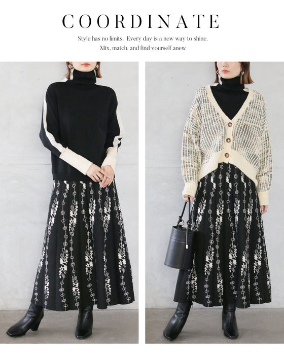 ラインで魅せる。スッキリ見え配色ニット