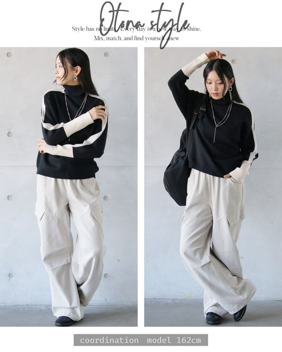 ラインで魅せる。スッキリ見え配色ニット