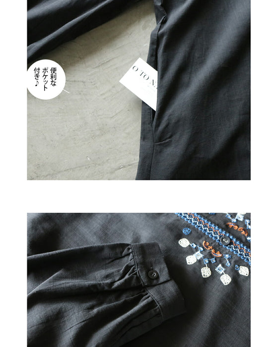 刺繍で映える さらり軽やかシャツワンピ