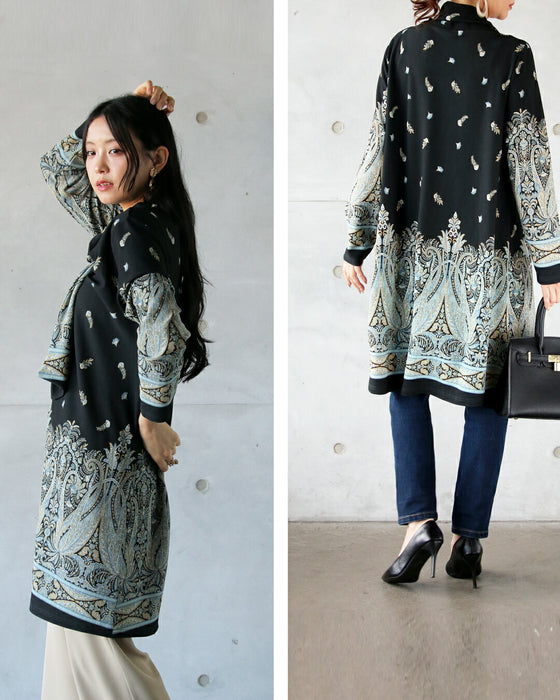 装いを主役級に格上げ タイ付きオリエンタル柄チュニック