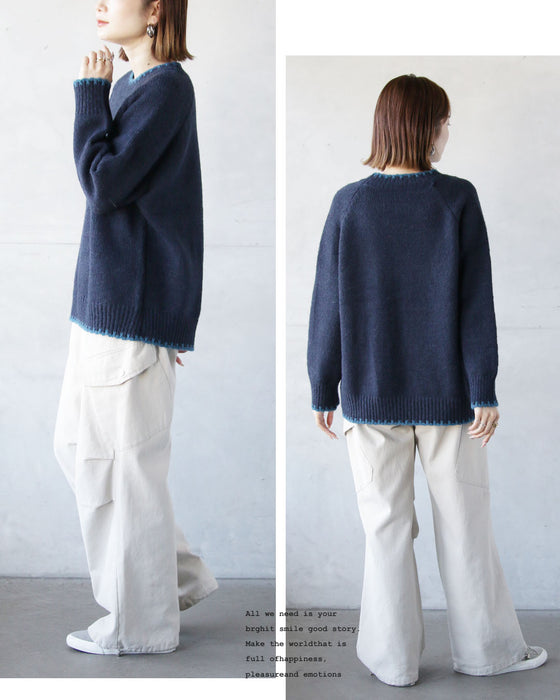 おしゃれ見えする遊び心 配色ラインニット