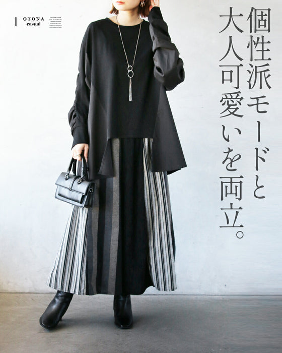 モードなひと癖。ギャザースリーブ変形トップス