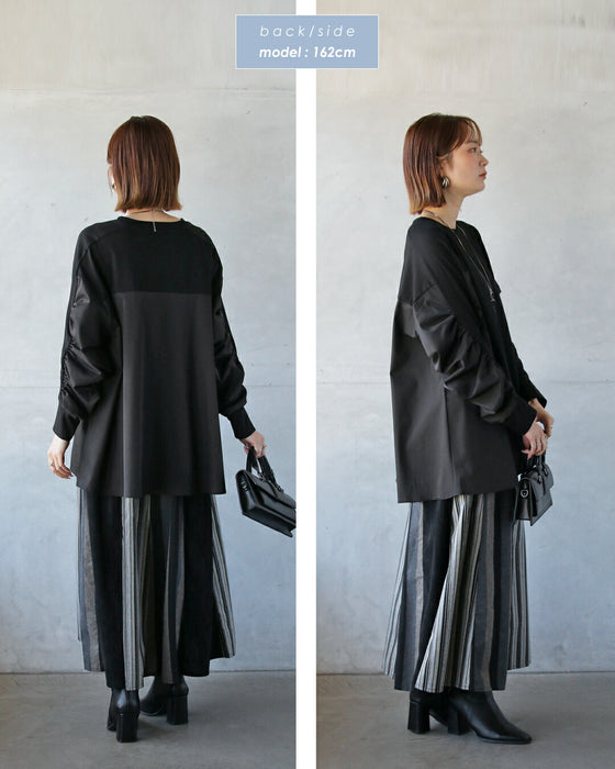 モードなひと癖。ギャザースリーブ変形トップス