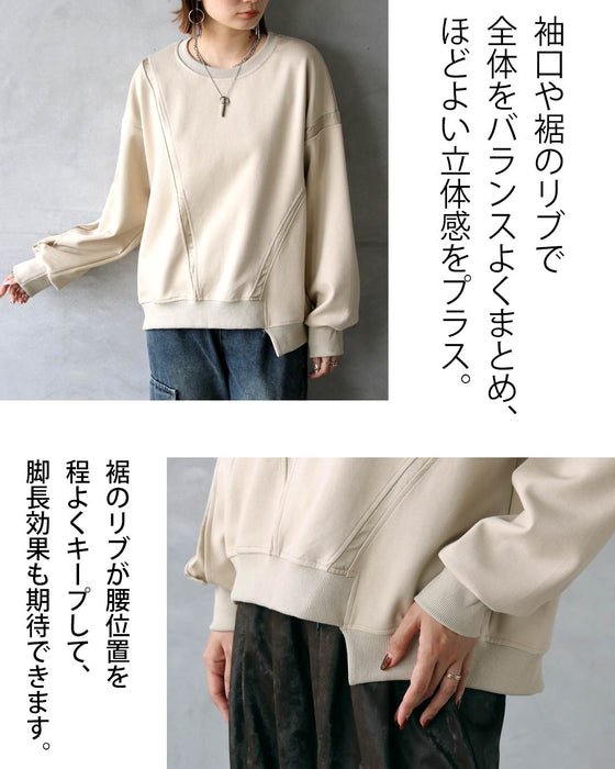 ゆるっと着ても、どこか品よく。アシメラインスウェット
