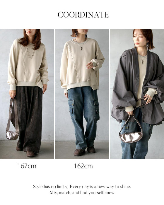 ゆるっと着ても、どこか品よく。アシメラインスウェット