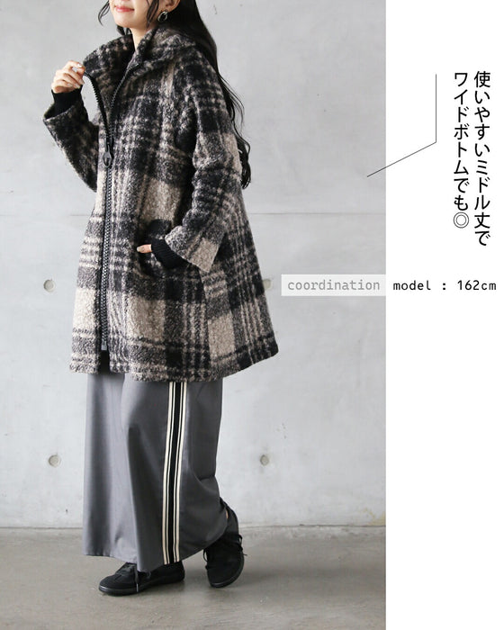 BIGジッパーが可愛い チェック柄軽量アウター