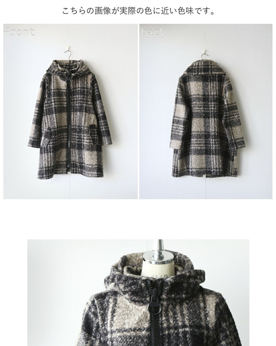 BIGジッパーが可愛い チェック柄軽量アウター