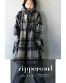 BIGジッパーが可愛い チェック柄軽量アウター