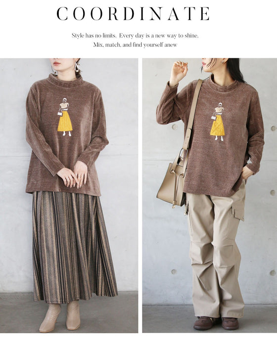 パリジェンヌ”を添えて上品な遊び心を やわらかベロアトップス