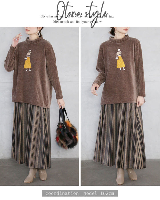 パリジェンヌ”を添えて上品な遊び心を やわらかベロアトップス