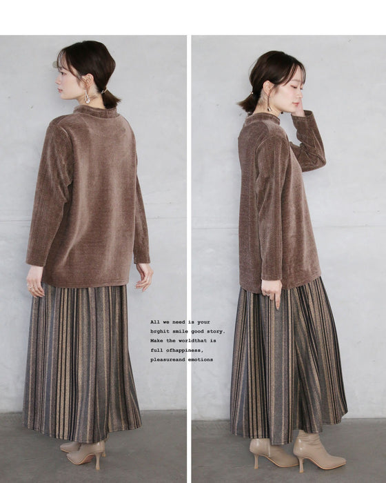 パリジェンヌ”を添えて上品な遊び心を やわらかベロアトップス