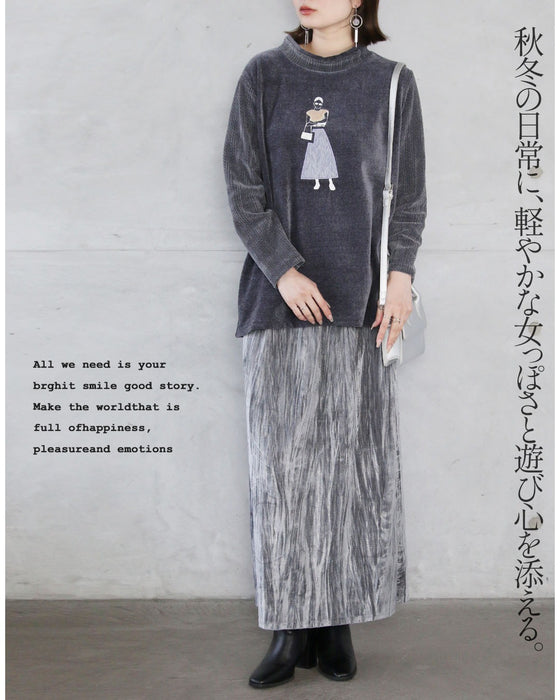 パリジェンヌ”を添えて上品な遊び心を やわらかベロアトップス